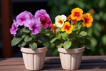 Obraz premium two potted flowers of the same type, one larger than the other