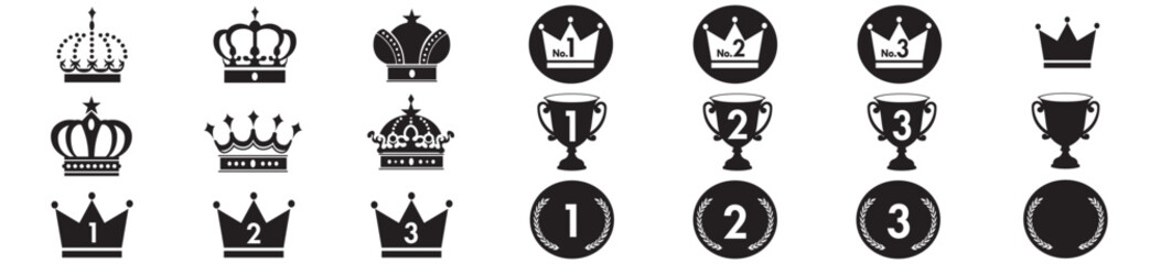 Illustration of crown icons set