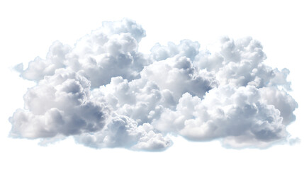Fluffy White Clouds Isolated on Transparent or White Background, PNG