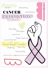 Cancer prevention awareness month poster art. Kids style minimally designed art. Awareness is power. Spread awareness and help prevent cancer.