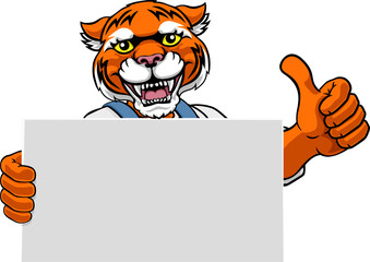 Tiger Painter Handyman Mechanic Plumber Cartoon