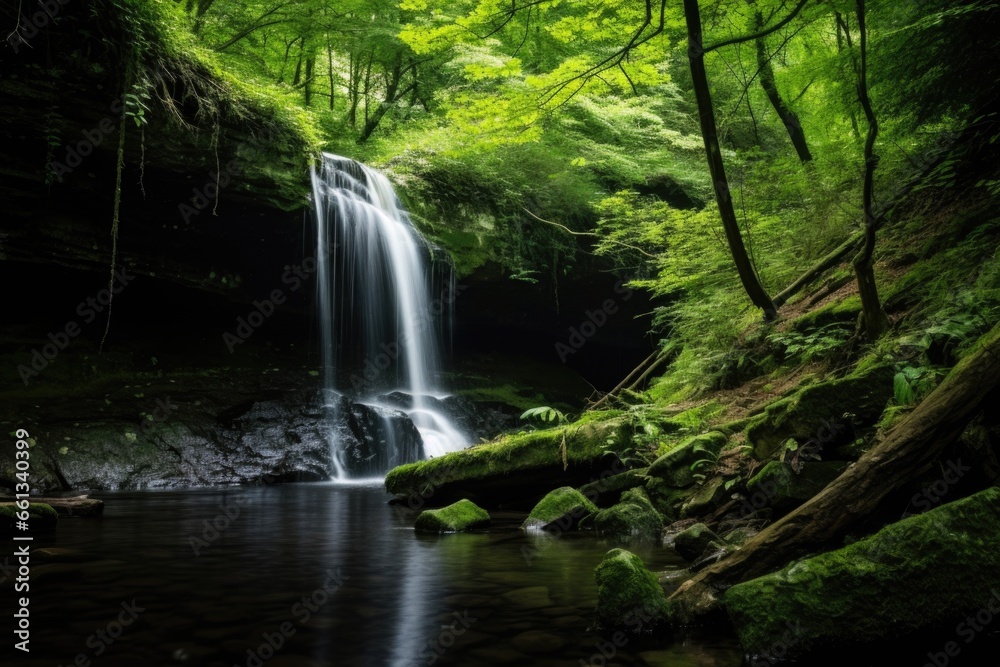 Wall mural waterfall in a secluded forest