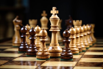 a set of chess pieces on a game board, representing strategic moves