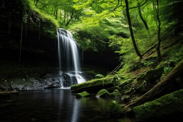 Obraz premium waterfall in a secluded forest