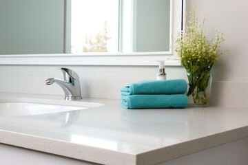 Fototapeta na wymiar view of a clean bathroom counter surface