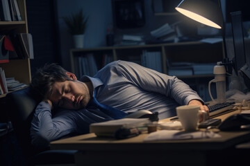 Obraz premium An office worker lay down, completely helpless
