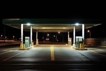 Fototapeta premium image of a deserted toll booth late in the night