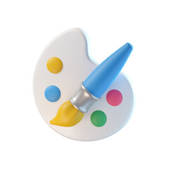 brush and palette 3d icon illustration
