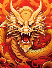 Chinese golden dragon abstract illustration background 