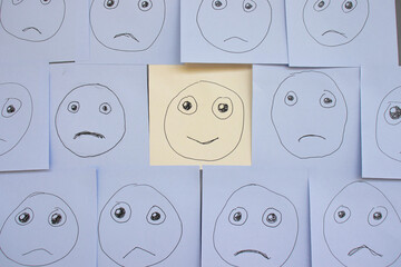 happy among sad emoticon