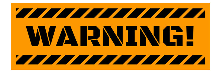 orange warning text sticker with construction line