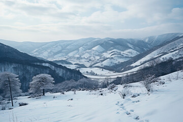 snow covered mountains, generative ai