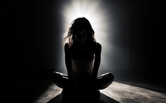 Silhouette picture of woman in despair
