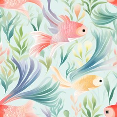 Naklejka premium Pastel Color Seamless Patterns, beautiful dreamy feel -Generative AI