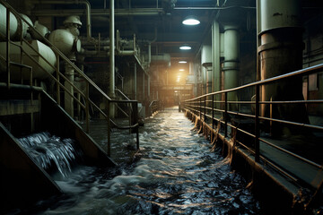 Water treatment station. Sewage treatment plant - obrazy, fototapety, plakaty