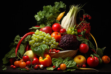 Lots of vegetables and fruits. Healthy Eating
