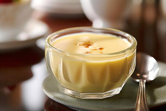 custard pudding with sigar in fine dining restauran
