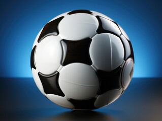 Soccer ball on a blue background. 3d rendering image. 