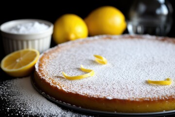 Obraz na płótnie Canvas lemon tart with a light dusting of powdered sugar