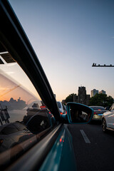 View from inside a car driving at dusk © joangasconcomas