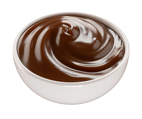 Chocolate or cocoa cream in bowl. isolated  background. 3d illustration. 