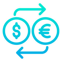 Outline Gradient Dollar and Euro exchange icon