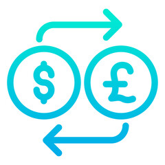 Outline Gradient Dollar and Pound exchange icon