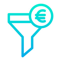 Outline Gradient Euro Funnel icon