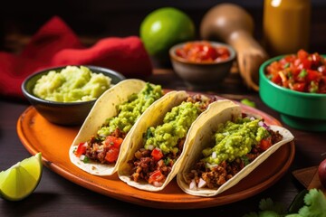 mexican tacos with guacamole on the side