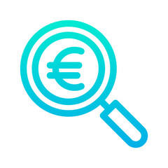 Outline Gradient Euro Search icon