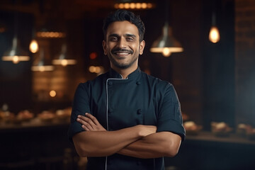 Fototapeta premium Confident indian chef in uniform