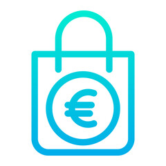 Outline Gradient Euro Shopping Bag icon