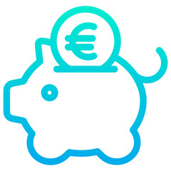 Outline Gradient Euro piggy icon