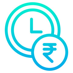 Outline Gradient Rupees Clock icon