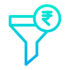 Outline Gradient Rupees Funnel icon