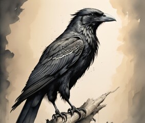 raven on a tree. generative ai