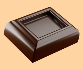 Chocolate pieces. Isolated on background. 3d illustration