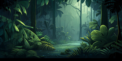 Nature background of rainy jungle
