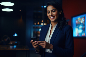 Young businesswoman using smartphone at office. - Powered by Adobe