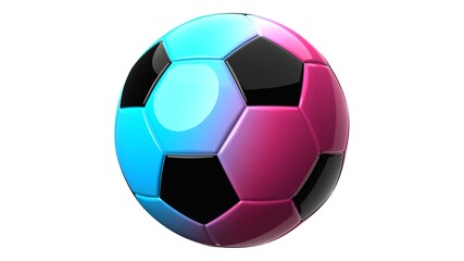 Fototapeta premium Blue and pink soccer ball on white background. 3d illustration.