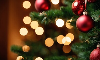 Fototapeta na wymiar Christmas Tree with Decorations, Generative AI
