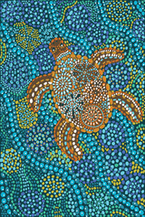 Turtle in the ocean indigenous art vector illustration. - 661354105