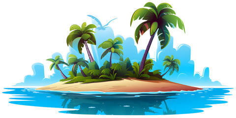 Fototapeta na wymiar Illustration of small island in the ocean