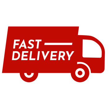 FAST DELIVERY icon for online shopping badge, product marketing, business, promotion, sale tag, ads, banner, social media post, campaign, special offer, discount, hot deal, print, sign, symbol