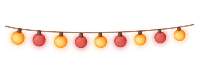 Christmas lights isolated. Colorful Xmas garland. glowing light bulbs on wire strings