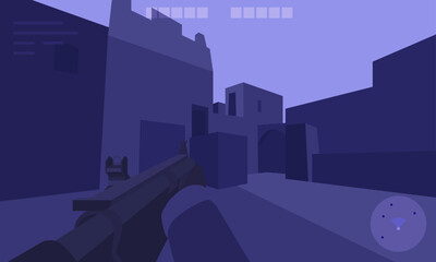 Vector game platforms on dark landscape