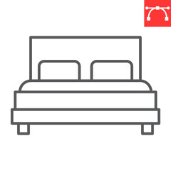 Double bed line icon, bedroom and hotel service, bed vector icon, vector graphics, editable stroke outline sign, eps 10.