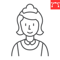 Obraz na płótnie Canvas Maid line icon, woman cleaner and hotel services, cleaning lady vector icon, vector graphics, editable stroke outline sign, eps 10.