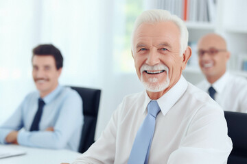 Fototapeta premium Senior business man with people sitting in office.
