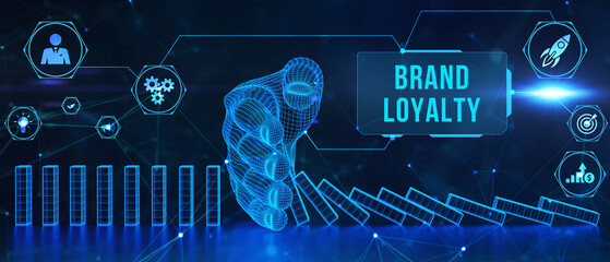 Brand Loyalty Marketing Branding Office Working Accounting Concept. 3d illustration - obrazy, fototapety, plakaty